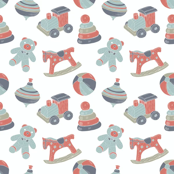 Retro toys seamless pattern — Stock Vector