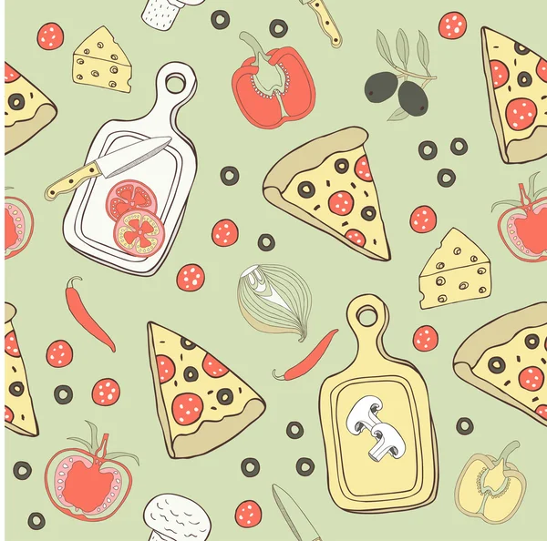 Pizza seamless background — Stock Vector
