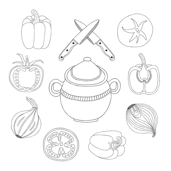 Ensemble de vecteurs de cuisine vintage — Image vectorielle
