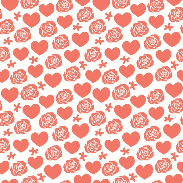 Heart rose seamless pattern — Stock Vector