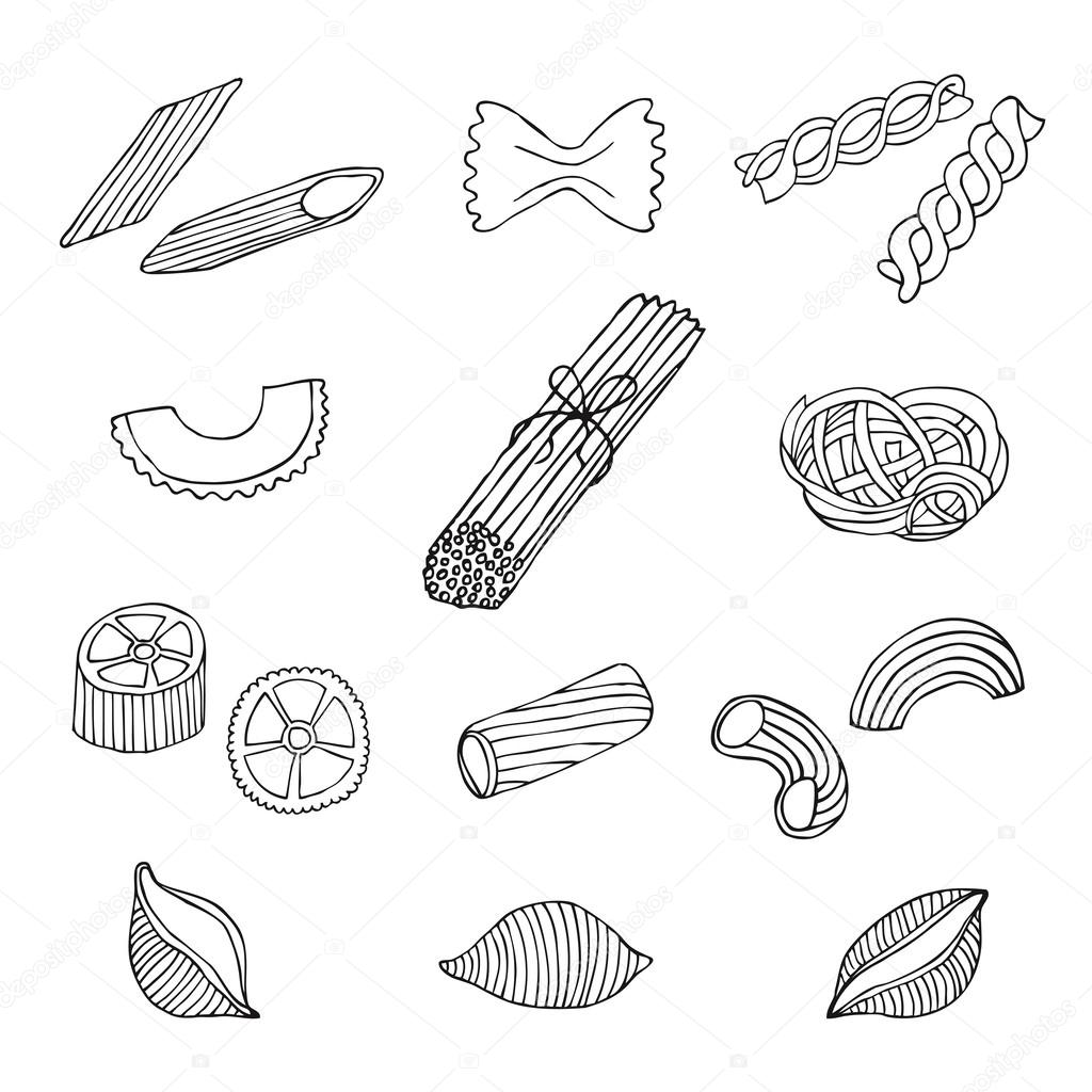 Hand drawn pasta set