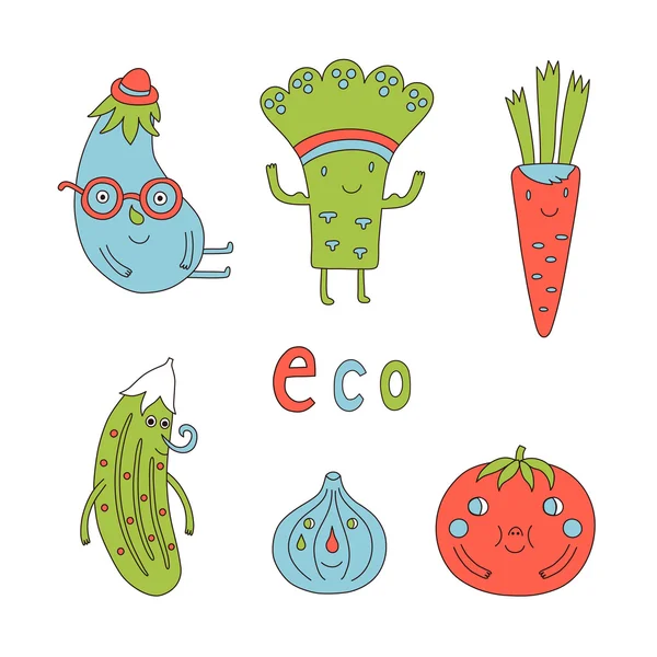 Cartoon vegetables set — Stock Vector