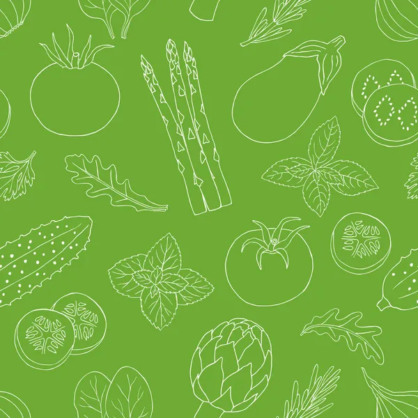 Verduras y hierba patrón sin costura — Vector de stock