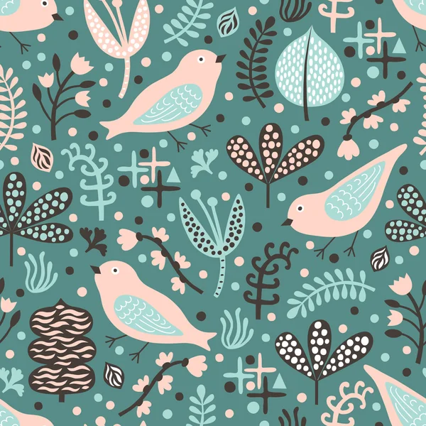 Bird seamless pattern — Stock Vector