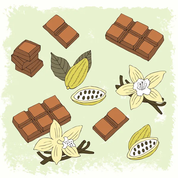 チョコレートのレトロなセット — ストックベクタ