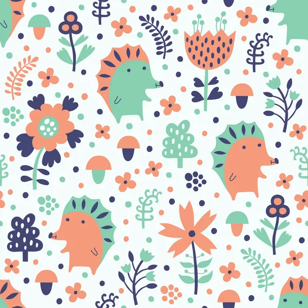 Hedgehog seamless pattern — Stock Vector