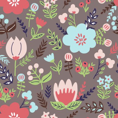 Retro çiçek sorunsuz arka plan.