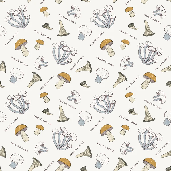 Mushroom retro seamless pattern — Stock Vector