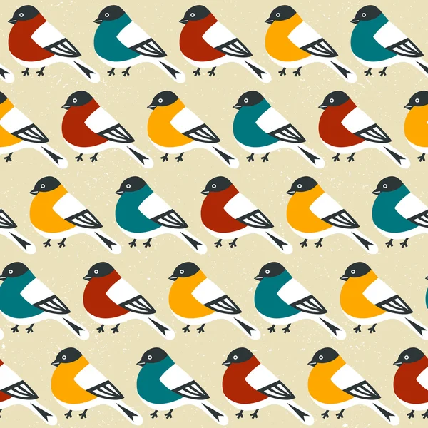 Bullfinch seamless pattern — Stock Vector