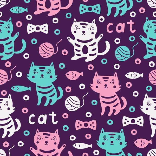 Cat seamless pattern — Stock Vector