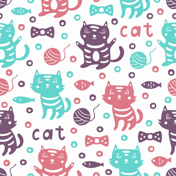 Cat seamless pattern — Stock Vector
