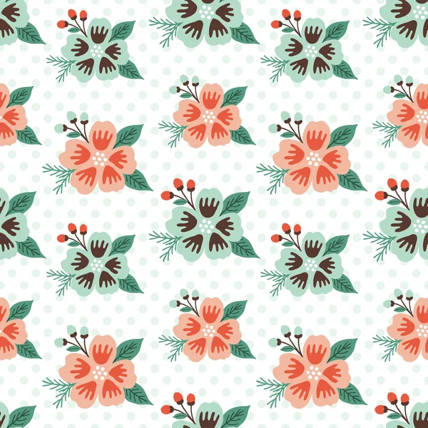 Motif sans couture fleur rétro — Image vectorielle