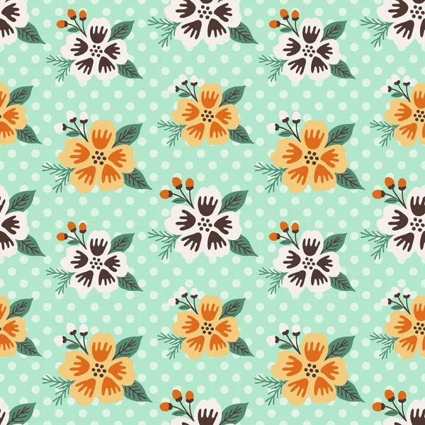 Motif sans couture fleur rétro — Image vectorielle