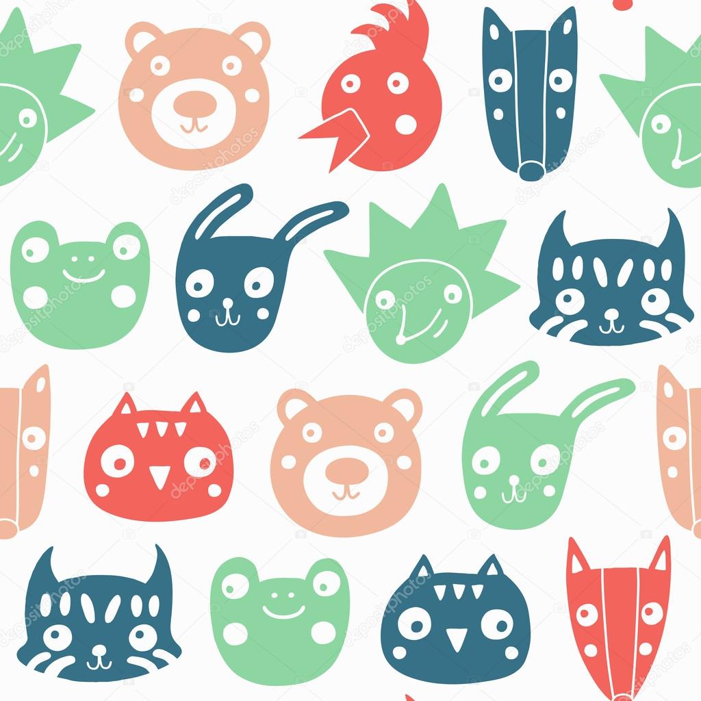 Forest animals seamless pattern.