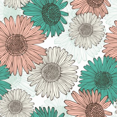 çiçek retro seamless modeli