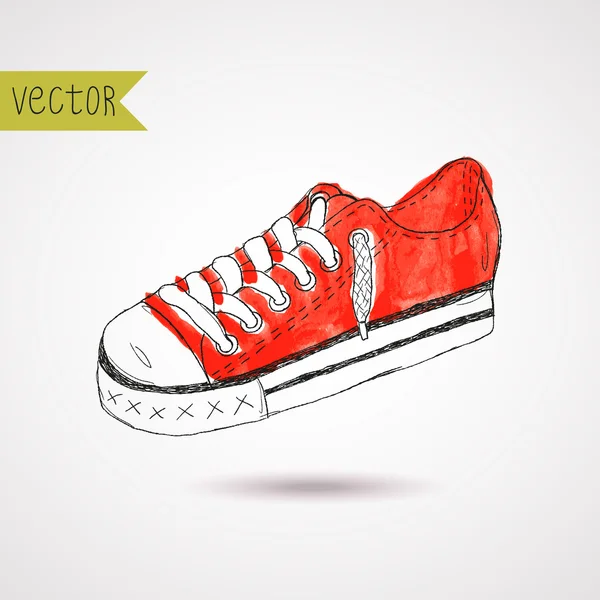 Sneaker dengan isian cat air - Stok Vektor