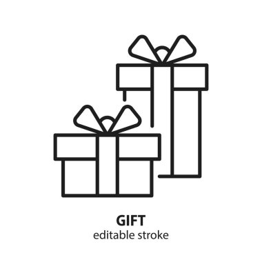 İki hediye kutusu vektör çizgisi ikonu. Düzenlenebilir vuruş.