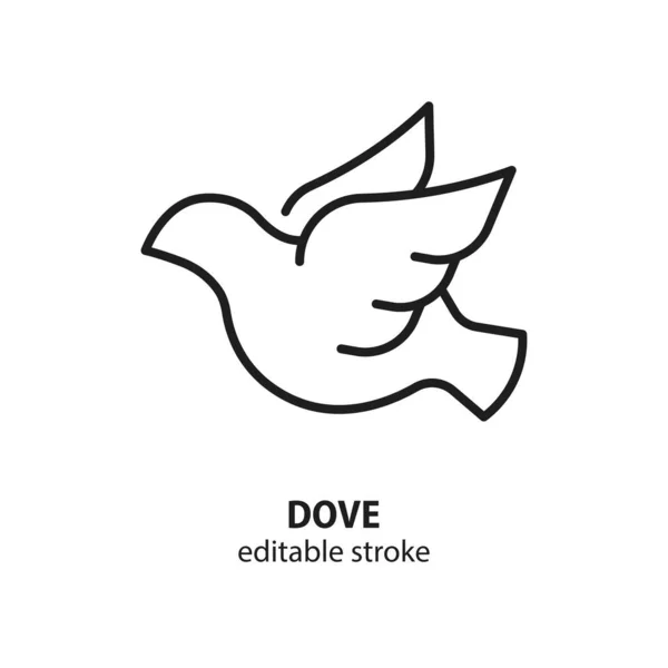 Dove Vector Line Icon Symbol Peace Linear Concept Editable Stroke — Stock Vector