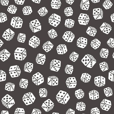  Dice cubes seamless pattern.Casino gambling background. Vector texture.