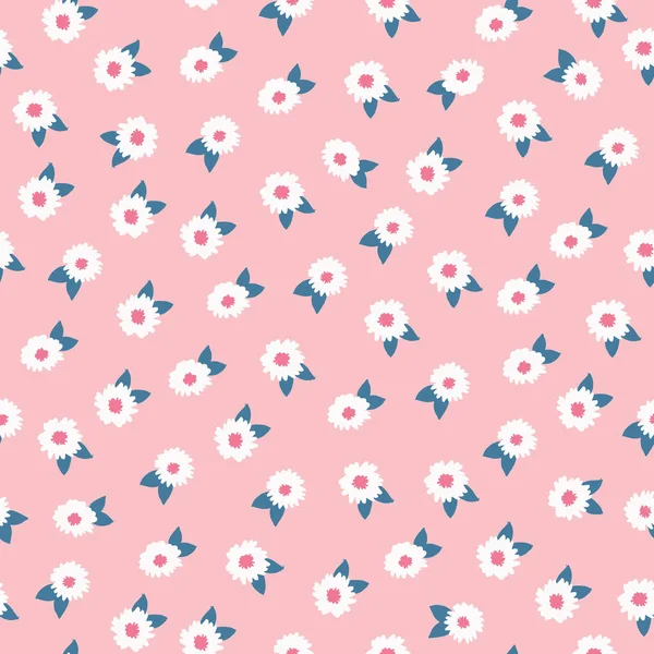 Hand Drawn Seamless Pattern White Flowers Wrapping Wallpaper Design Vector —  Vetores de Stock
