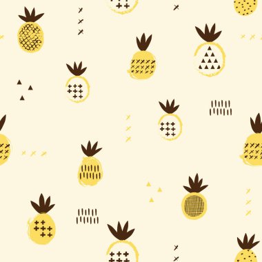 Pineapple seamless pattern. Kid design. Vector wallpaper.