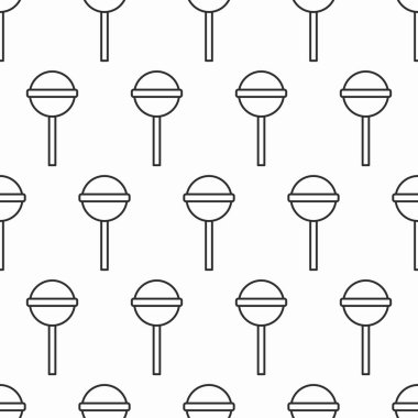 Candy seamless background. Vector lollipop line illustration.