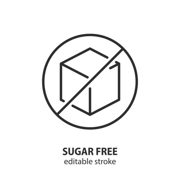 Sugar Free Line Icon Sugar Cube Symbol Sugar Added Product — Stock Vector