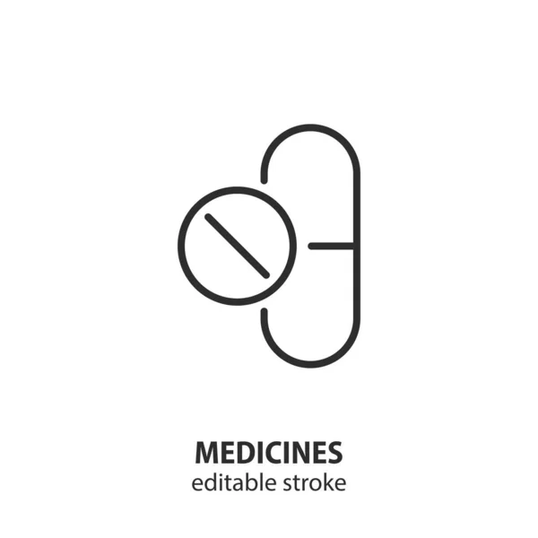 Ikona Linii Leków Wektorowy Znak Pigułki Udar Edytowalny Ilustracja Stockowa