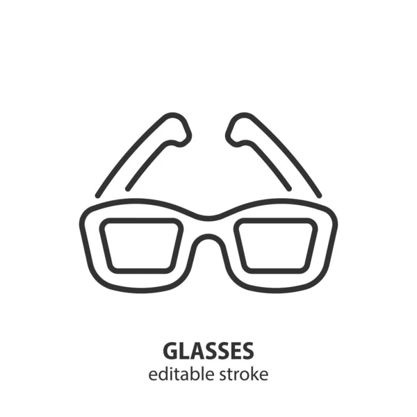 Glasses Line Icon Cinema Glasses Vector Symbol Editable Stroke — Stock Vector