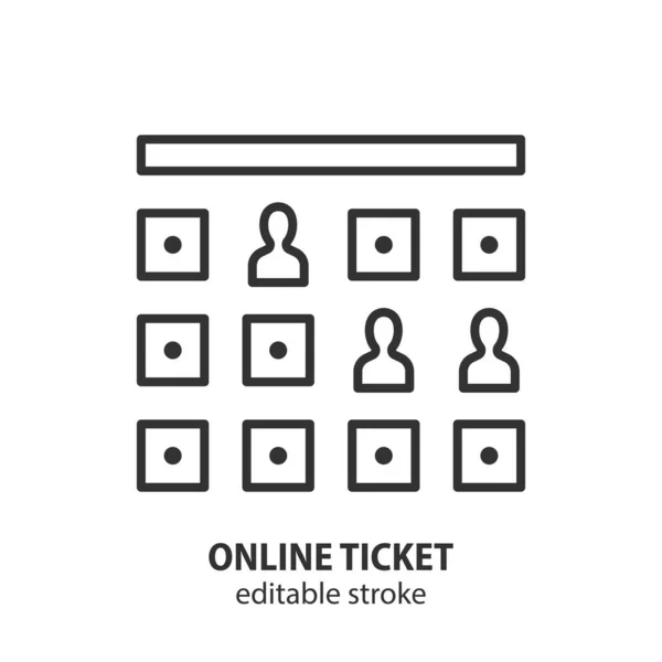 Online Ticket Purchase Line Icon Cinema Seats Booking Symbol Online — Stock Vector