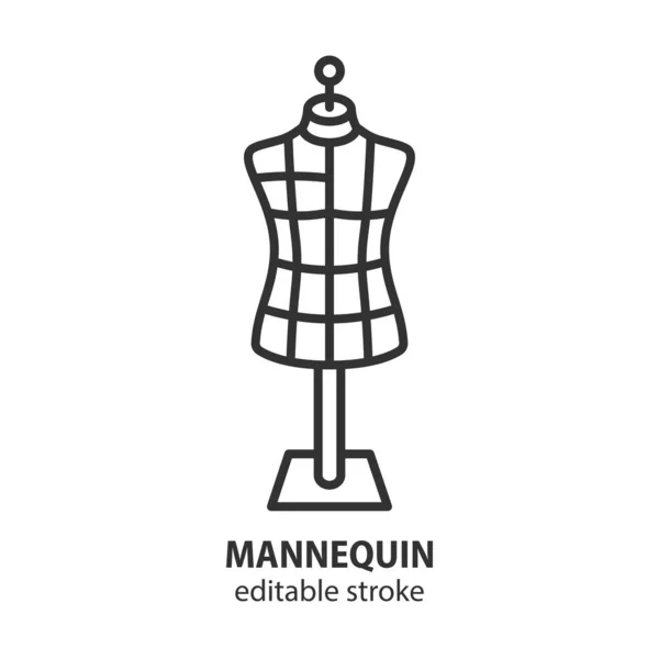 Sewing Mannequin Line Icon Tailoring Equipment Symbol Editable Stroke Vector Graphics