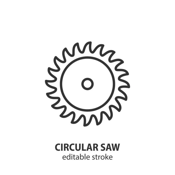 Circular Saw Blade Line Icon Joinery Vector Symbol Editable Stroke — Stock Vector