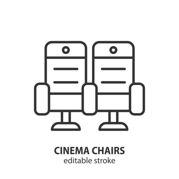 Cinema Chairs Line Icon Movie Seats Vector Symbol Editable Stroke Vector Graphics