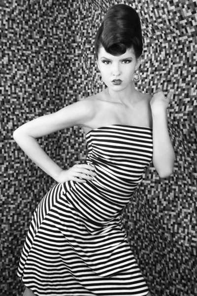 Extreme High Fashion Woman with Stripes — Stok Foto