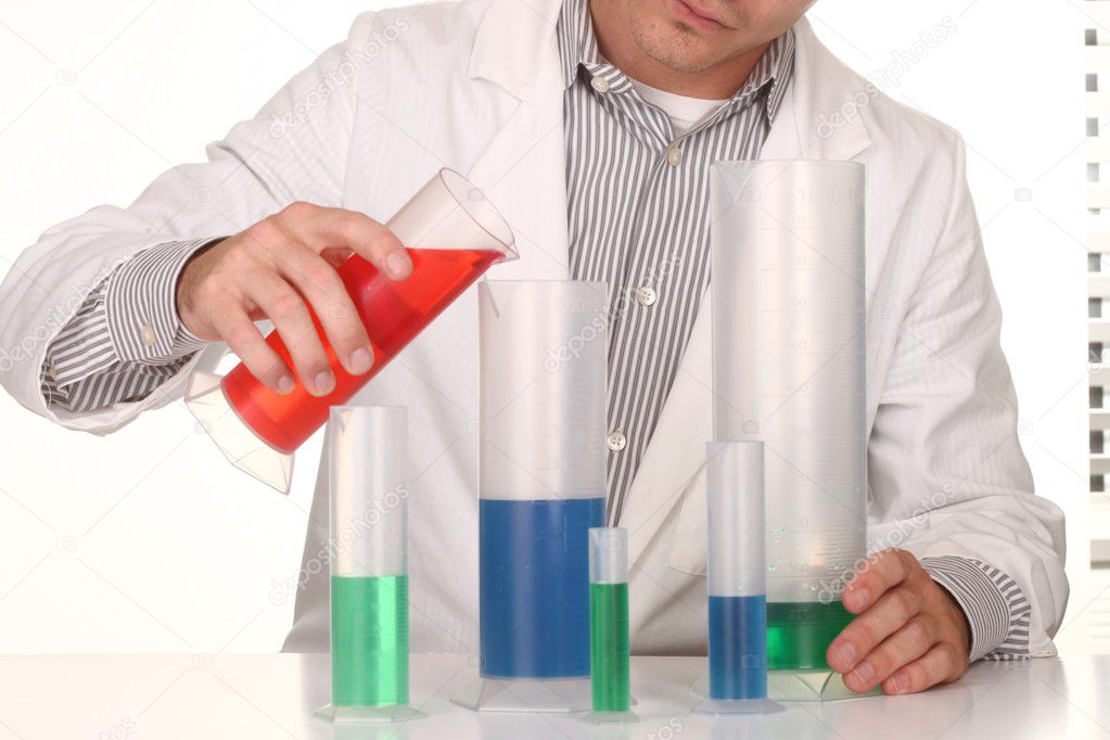 Caucasian Scientist At Work Using the Scientific Method