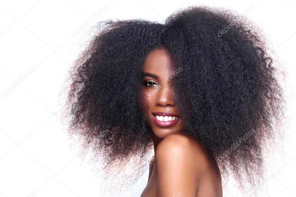 African American Black Woman With Big Hair — Stock Photo 