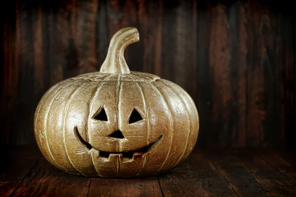 Halloween Pumpkin on Wood Grunge Rustick Background — Stock Photo, Image