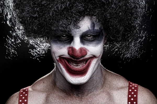 Spooky Clown Portrait on Black Background — Stock Photo, Image