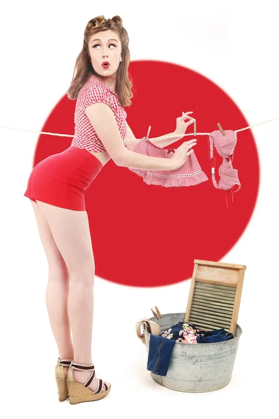 Krásná retro plakát dívka v sexy póza — Stock fotografie