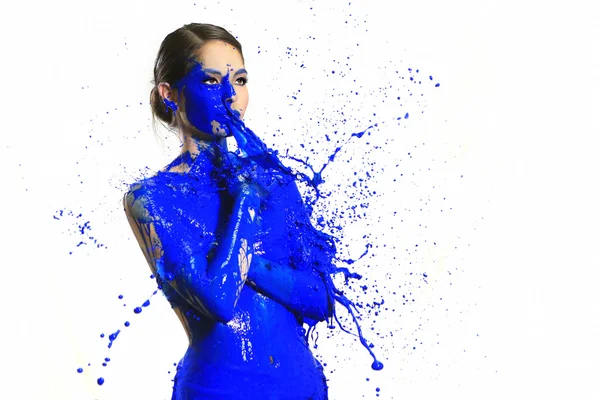 High Speed Photography of Woman With Liquid Paint — Stock Photo, Image