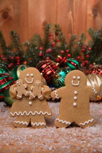 Peperkoek Familie Van Kinderen Vakantie Kerst Achtergrond — Stockfoto