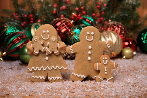 Peperkoek Familie Van Kinderen Vakantie Kerst Achtergrond — Stockfoto