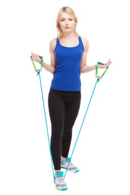 kadın bir lastik bant ile egzersiz