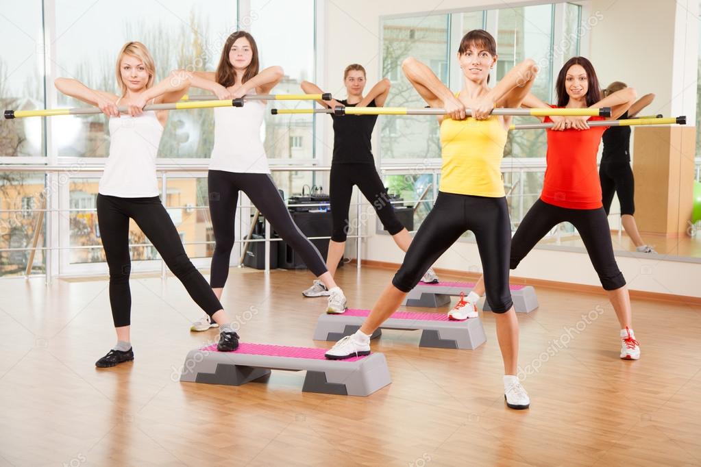 Group training in a fitness class