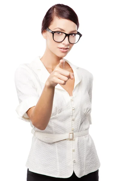 Strenge Frau mit Brille — Stockfoto