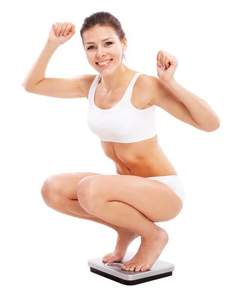 Beautiful slim woman on white background — Stock Photo, Image