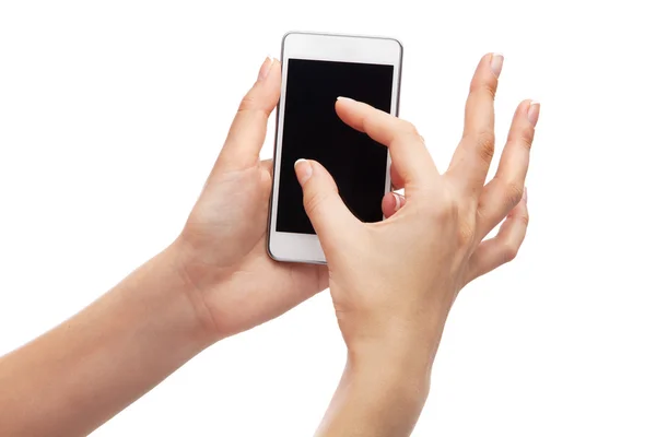 Female hand holding a modern smartphone — Stock Photo, Image