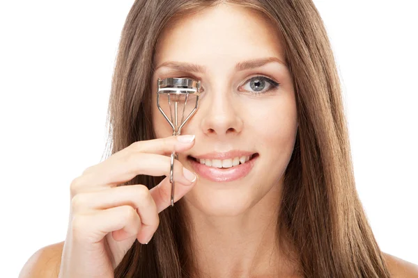 Belle jeune femme avec des cils curler — Photo