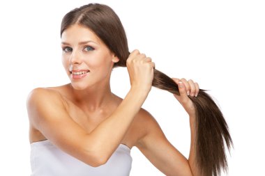 güzel bir genç kadın yüzü portre