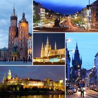 Prag ve krakow şehir Avrupa-